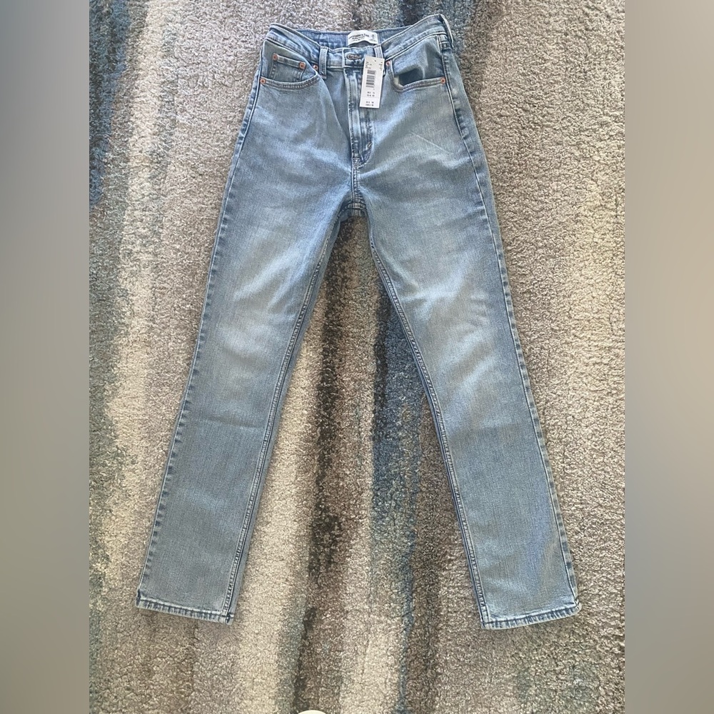 The slim straight ultra high rise jeans